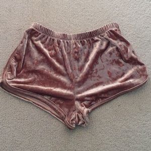 Light pink velour women's shorts